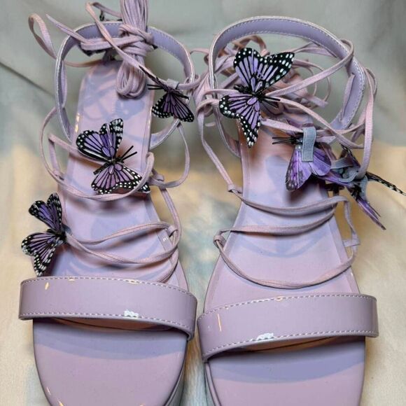 Sugar Thrillz Butterfly Platform Lace Up Heels - Picture 1 of 8